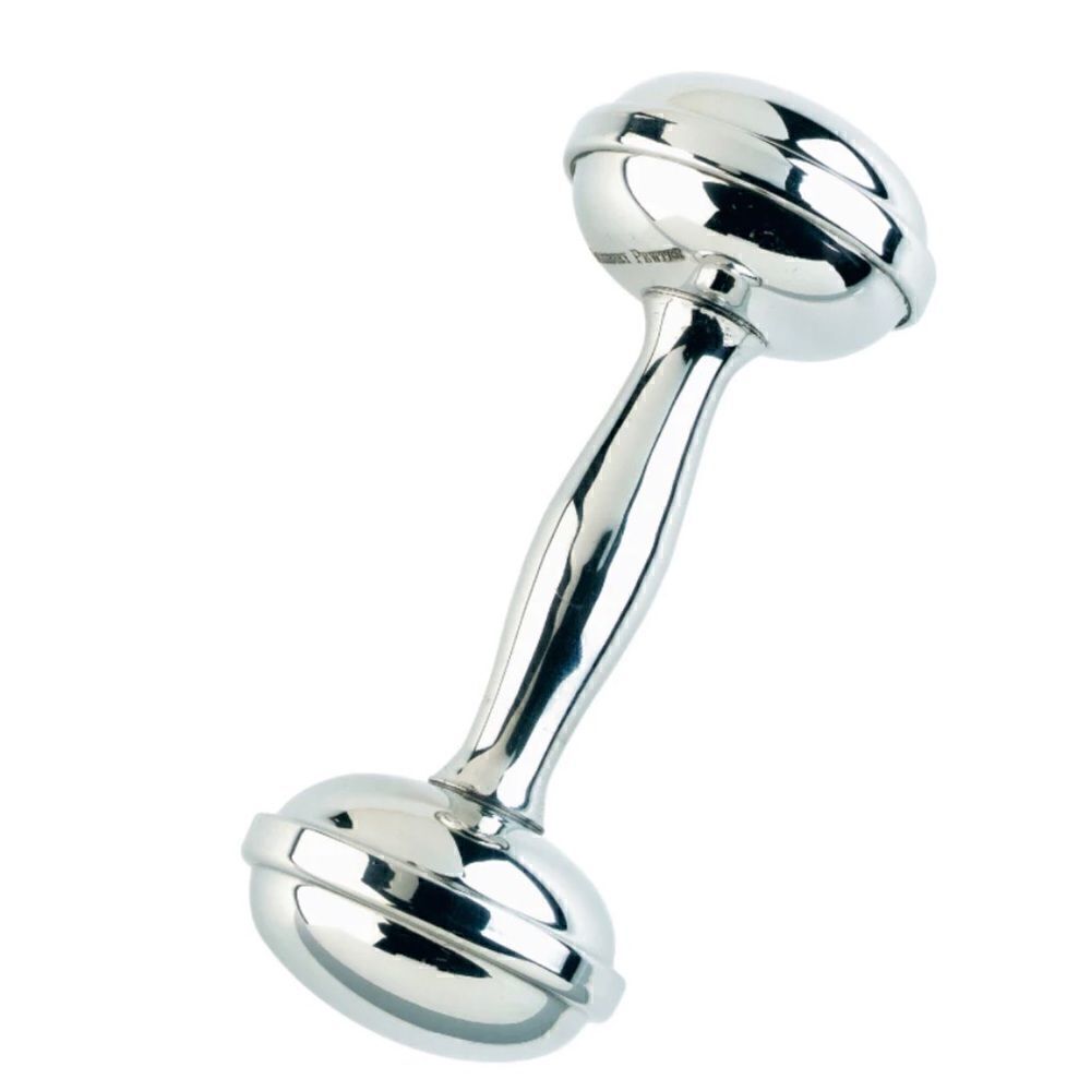 Salisbury Pewter Dumbbell Baby Rattle